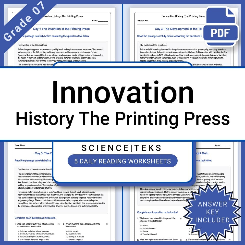 Grade 7 Science Lesson Group TEKS Bundle – Standards and Inquiry Activities — included worksheet 3