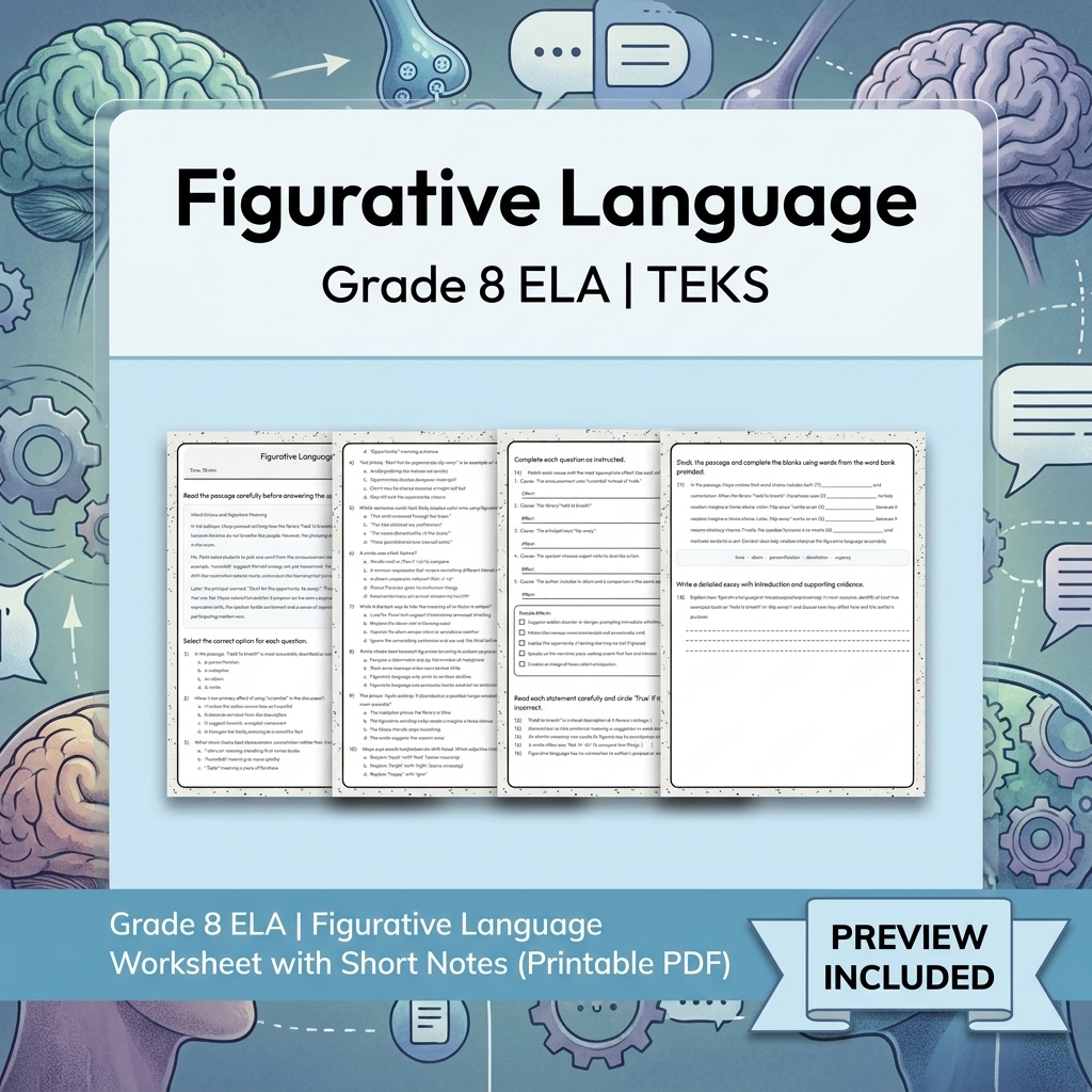 Grade 8 Precision Grammar & Voice ELA Lesson Bundle TEKS Resource — included worksheet 8