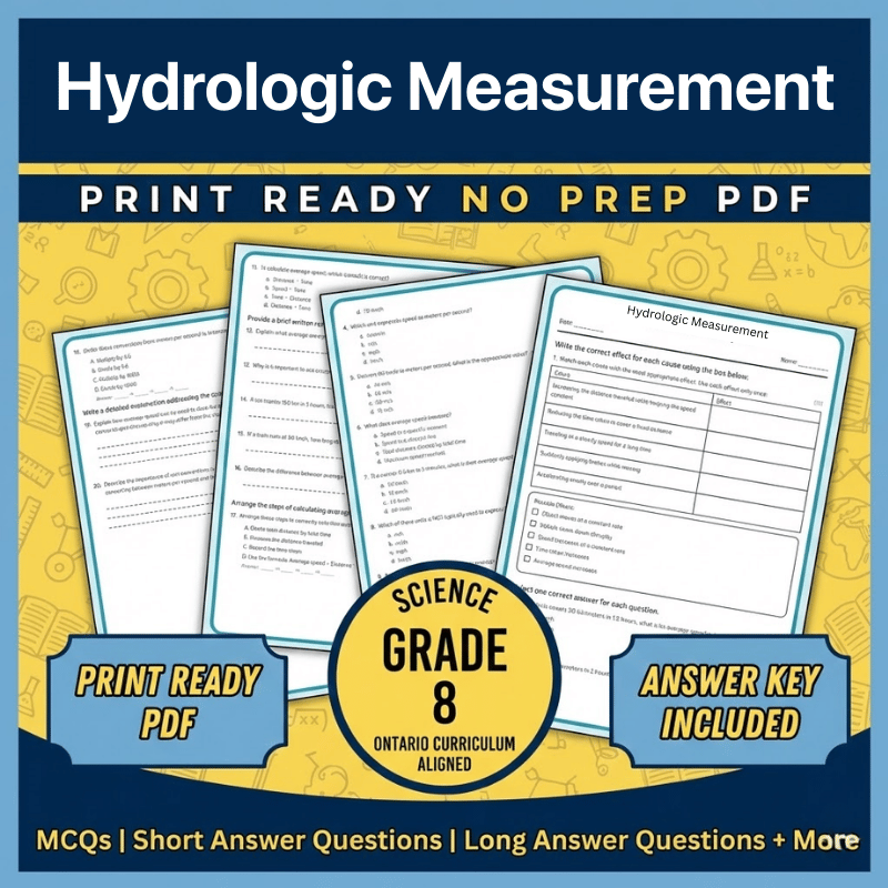 Grade 8 Science – Hydrologic Measurement Worksheet (Ontario Standards) (PDF)