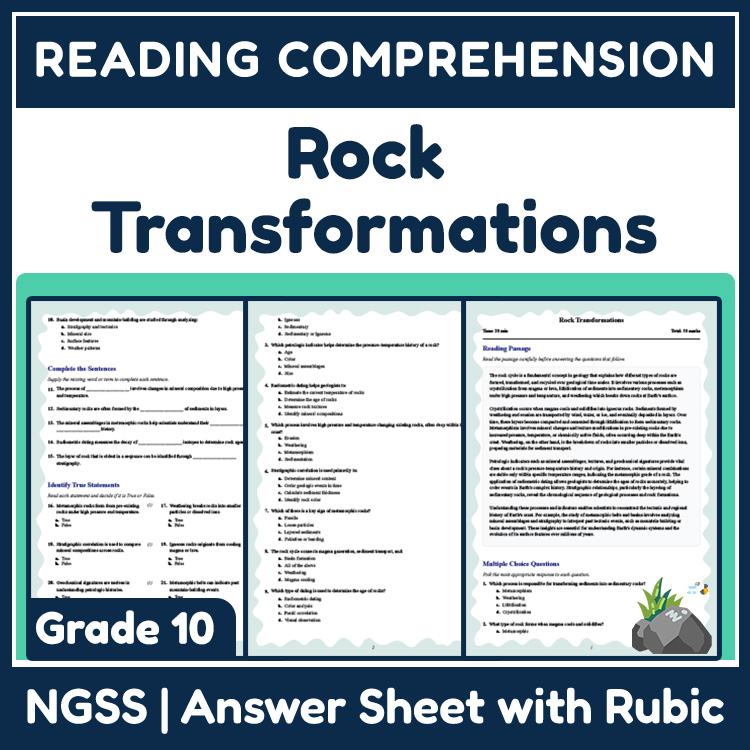 Grade 10 Science reading worksheets worksheet — 10th Grade Science | Rock Transformations Reading Worksheet with Answer Ke…