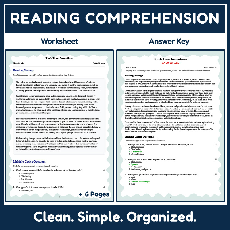 Grade 10 Science reading worksheets worksheet — 10th Grade Science | Rock Transformations Reading Worksheet with Answer Ke…