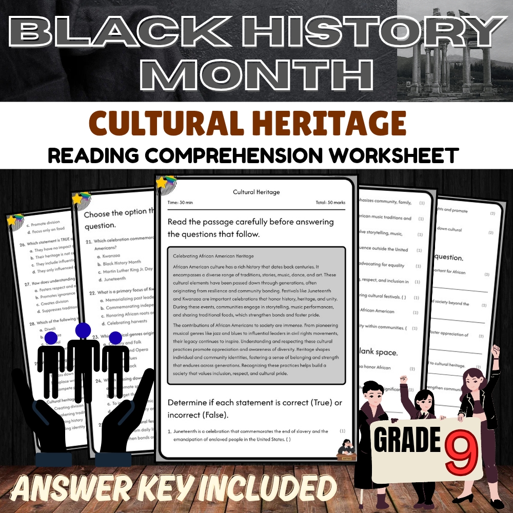 Grade 9 Black History Month Unit Bundle | Celebrating Civil Rights & Heritage — included worksheet 3