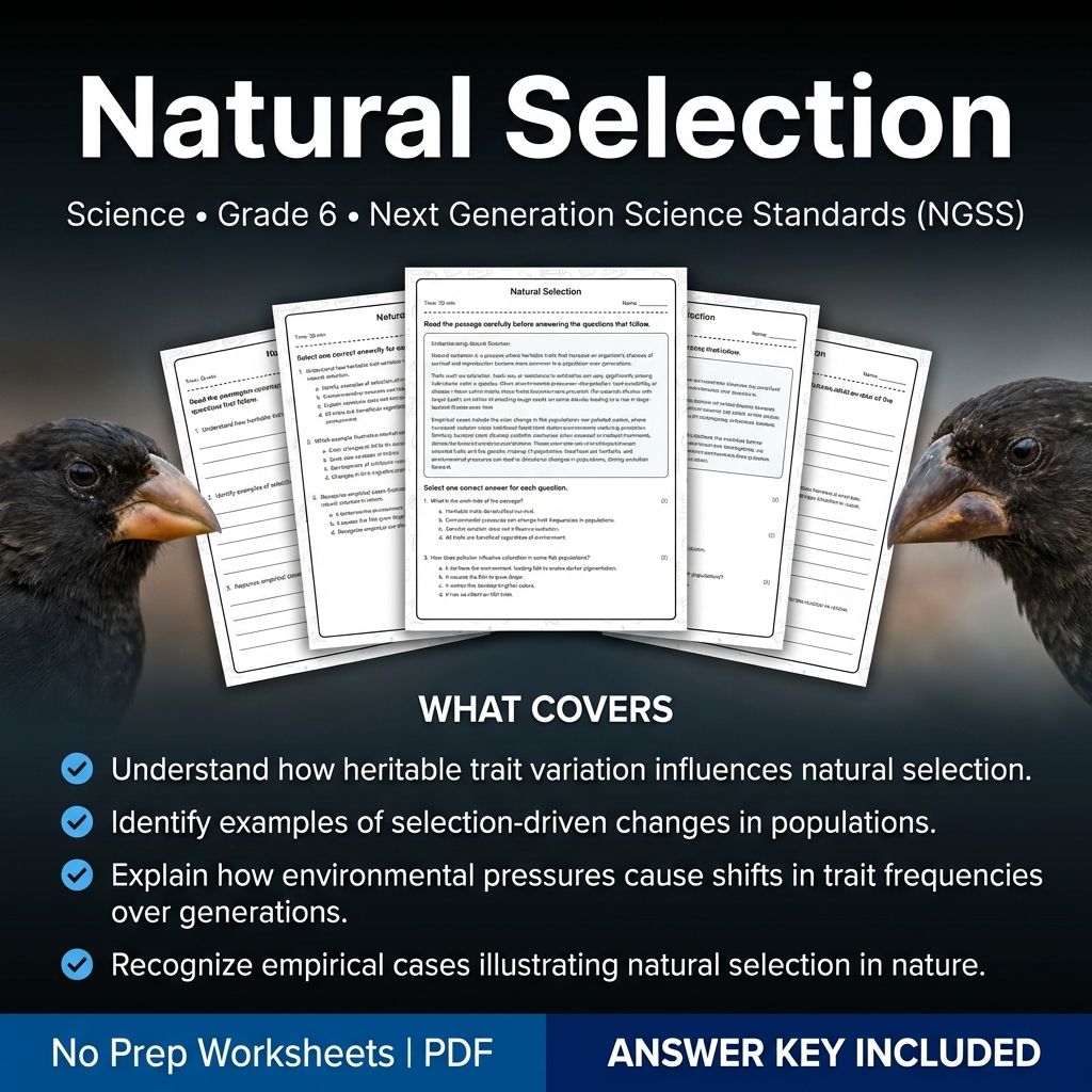 Grade 6 Science | Natural Selection Worksheet & Answer Key (Printable PDF)