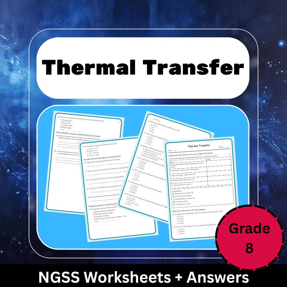 Grade 8 Science | Energy Transfer & Conservation Unit Worksheets (NGSS Aligned) — included worksheet 3