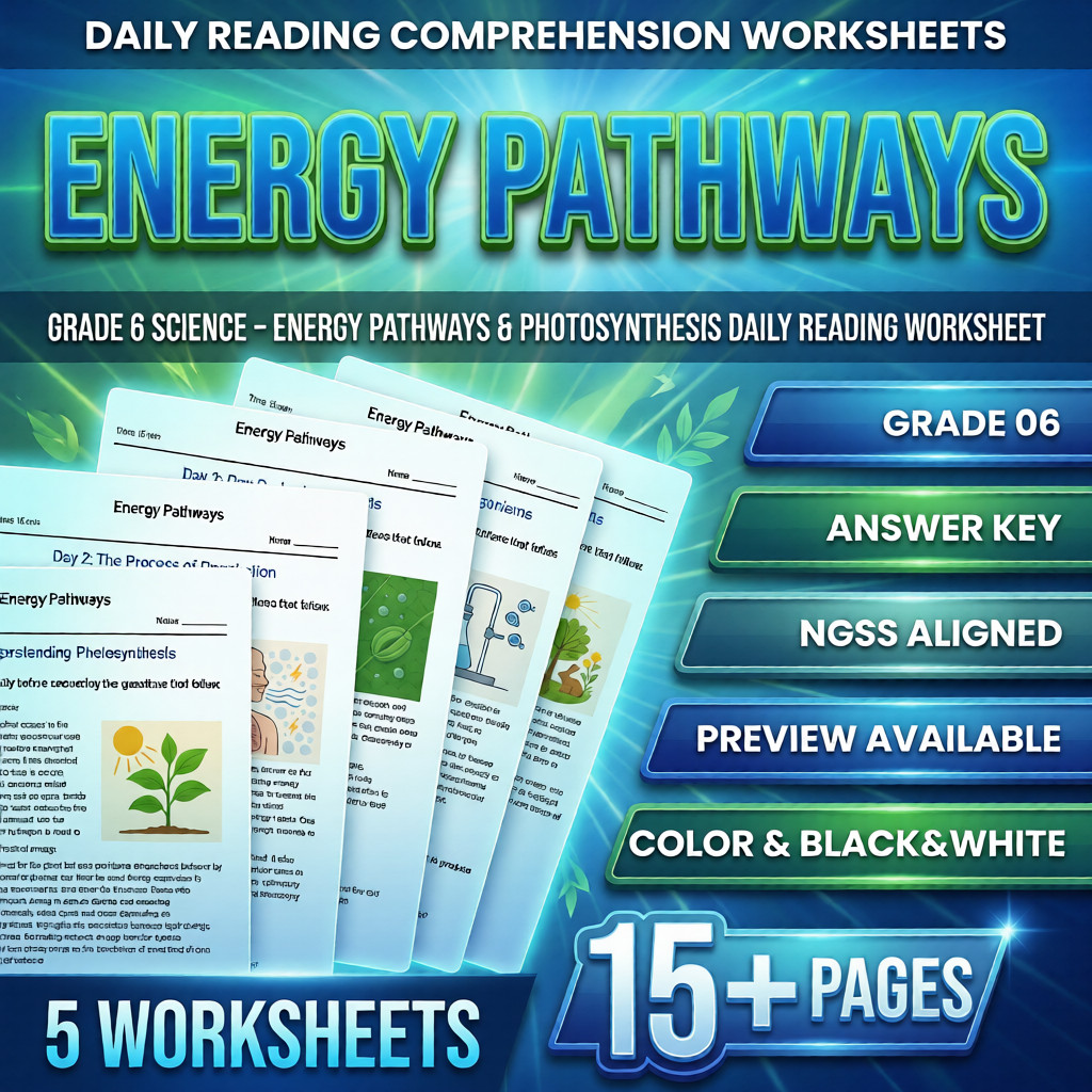 Grade 6 Science – Energy Pathways & Photosynthesis Daily Reading Worksheet