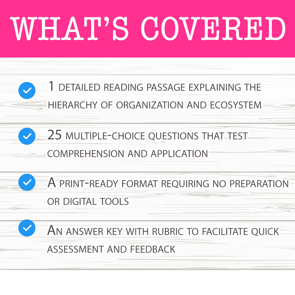 Grade 7 Science worksheet worksheet — Grade 7 Science — Hierarchy of Organization & Ecosystem Interactions Worksheet — page 2
