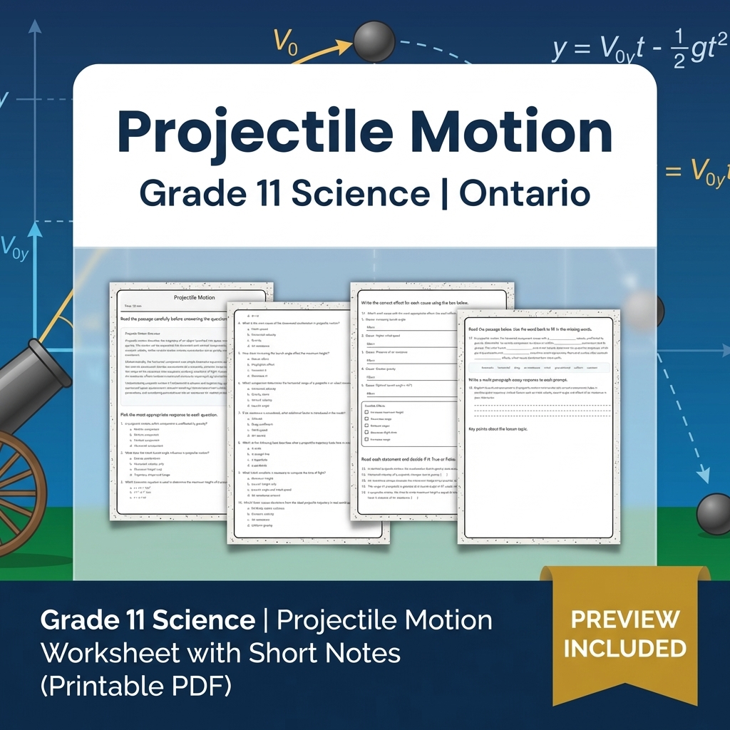 Grade 11 Science Lesson Bundle: Motion, Energy, Waves & Circuits – Ontario — included worksheet 11