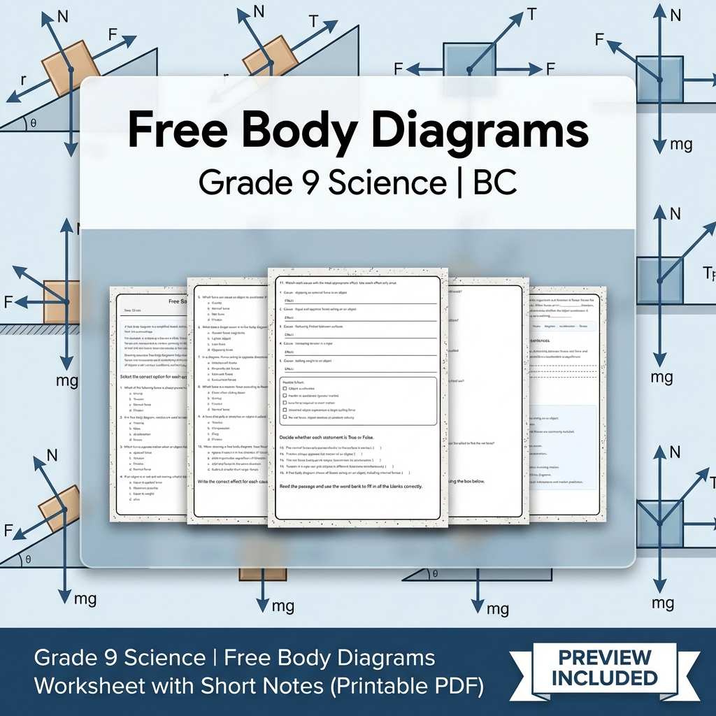 Grade 9 Science Lesson Bundle | Energy, Forces & Motion Worksheets — included worksheet 8