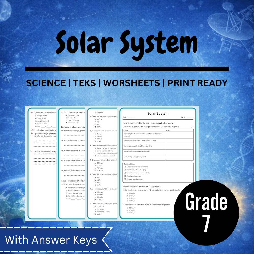 Grade 7 Science Unit Bundle | Earth's Processes, Space & Resources TEKS Aligned — included worksheet 3