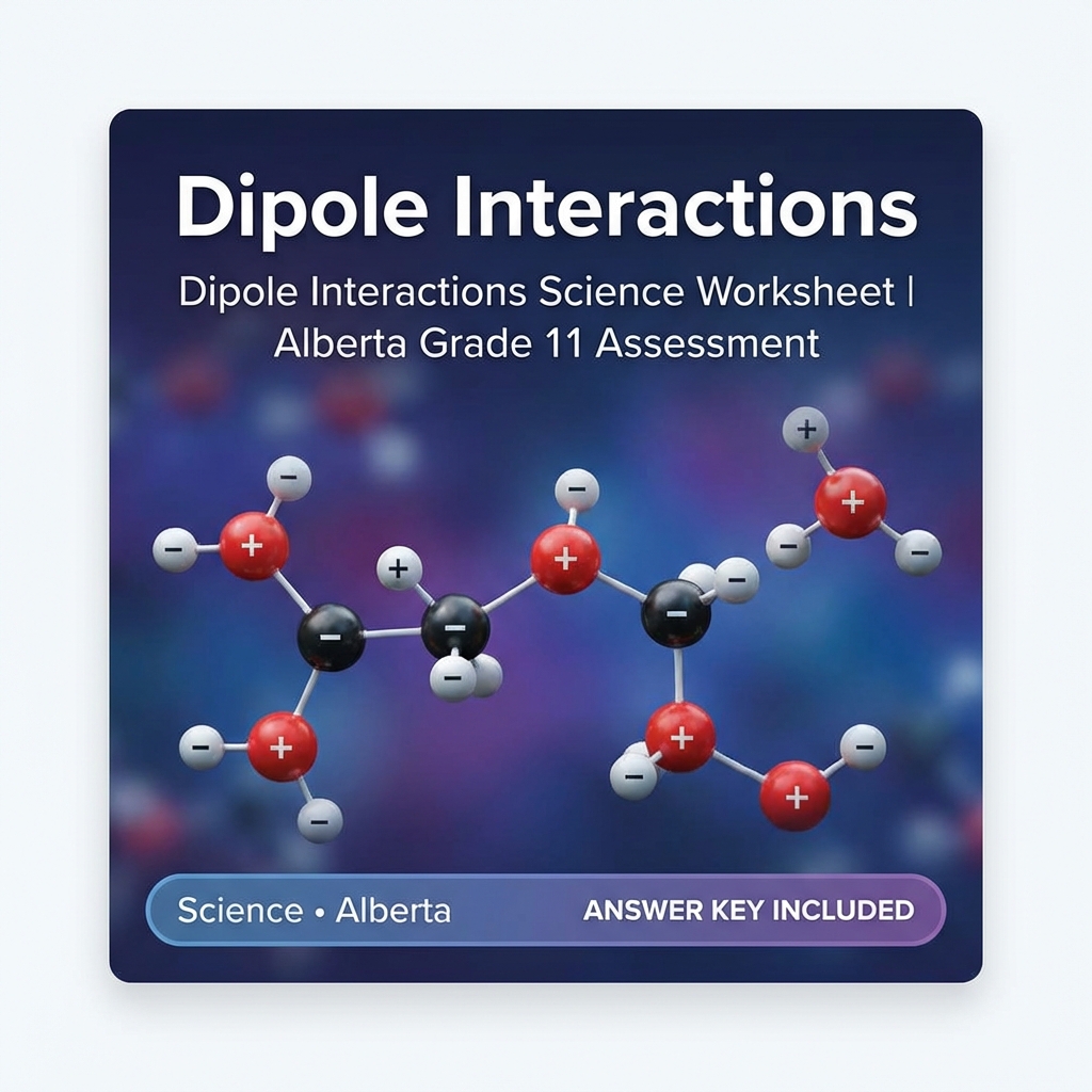 Dipole Interactions Science Worksheet | Alberta Grade 11 Assessment