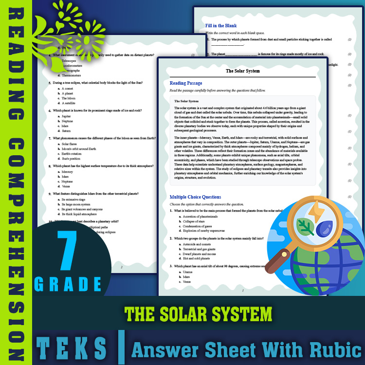 Grade 7 Science reading worksheets worksheet — Grade 7 Science | The Solar System Reading Worksheet (PDF + Answer Key) — p…