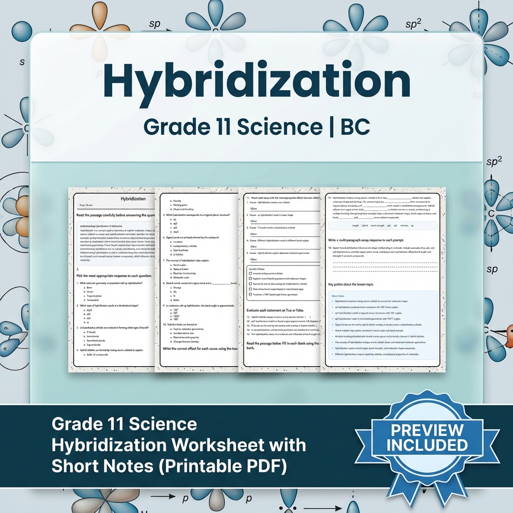 Grade 11 Science Worksheet Bundle | BC Framework | Reaction & Atomic Theory — included worksheet 10