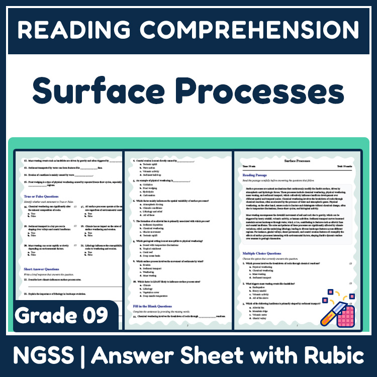 Grade 9 Science reading worksheets worksheet — 9th Grade Science | Surface Processes Reading Worksheet & Answer Key (PDF)…