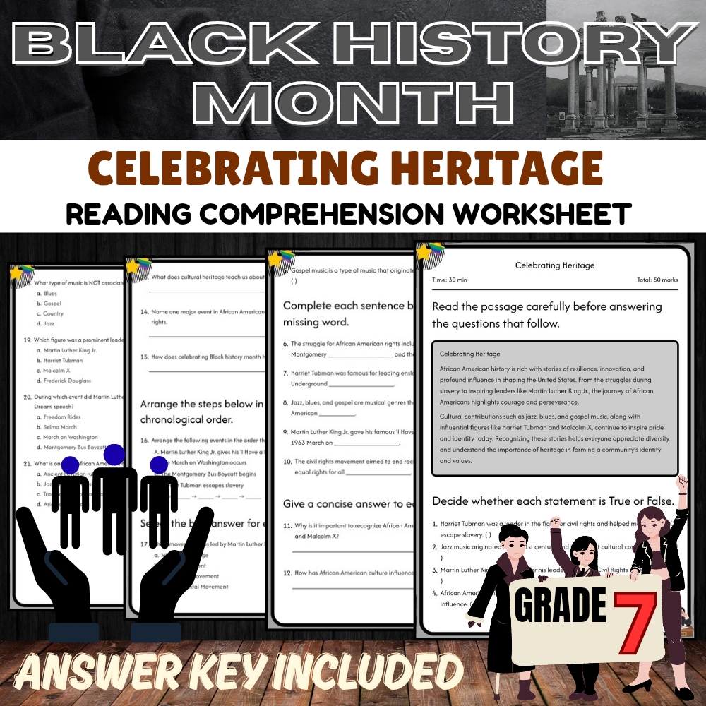 Grade 7 Black History Month Worksheet Collection (Answer Key Included) — included worksheet 4