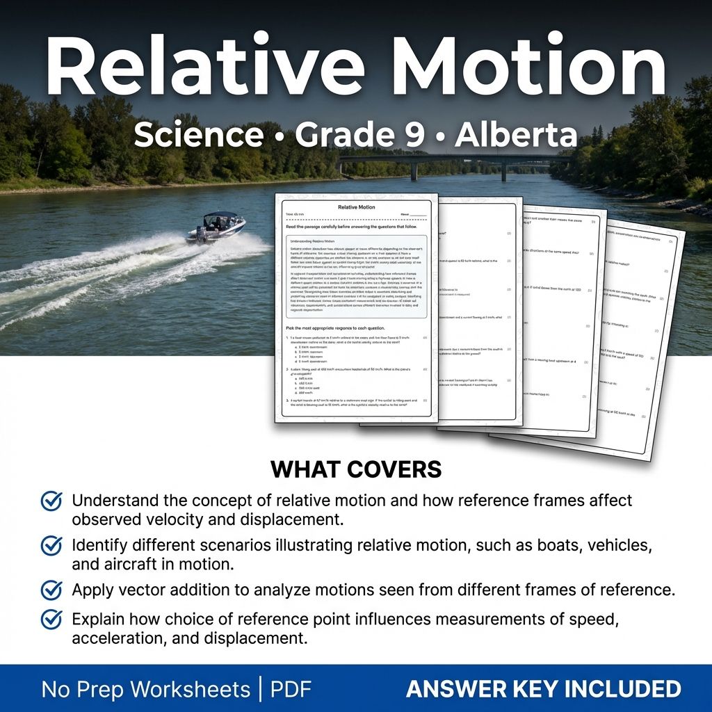Grade 9 Science Worksheet on Relative Motion | Alberta Standards