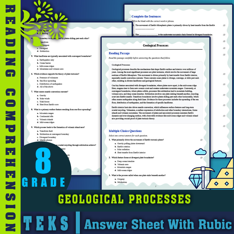 Grade 8 Science reading worksheets worksheet — Grade 8 Science | Geological Processes Reading Worksheet & Answer Key (PDF)…
