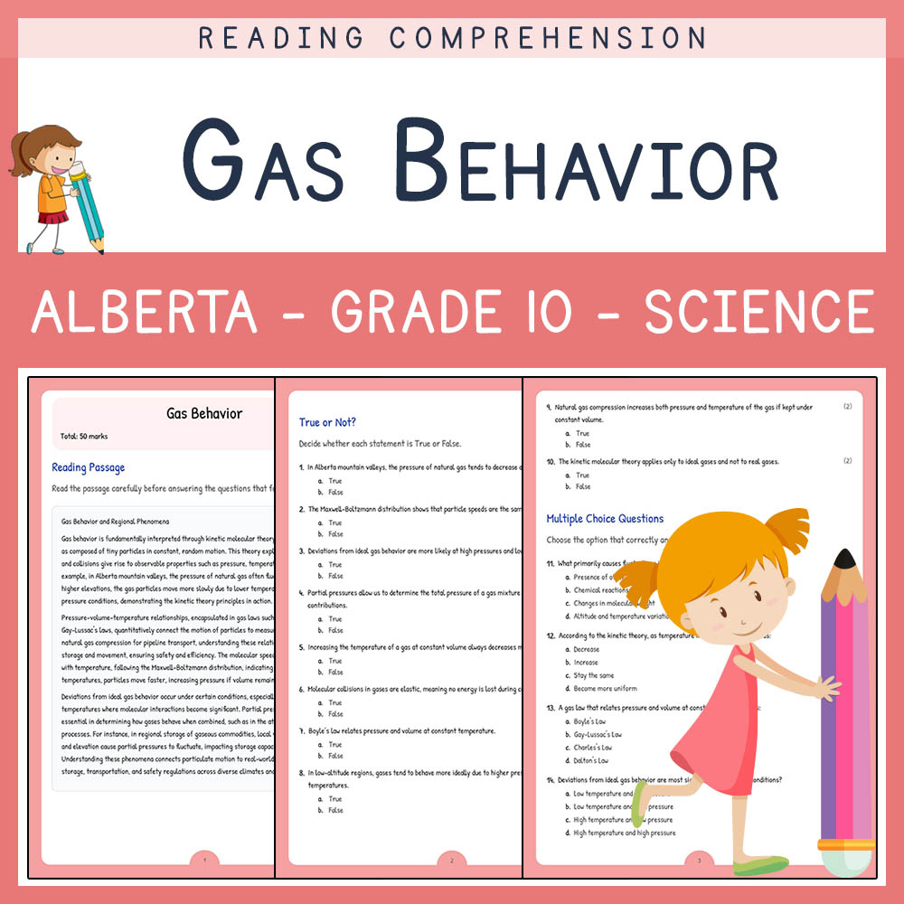 Grade 10 Science worksheet elena worksheet — Grade 10 Science | Gas Behavior Worksheet Elena | Alberta Standards — page 1