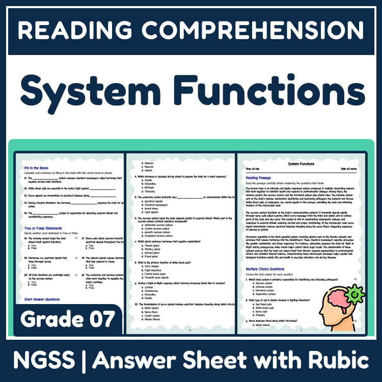 Science reading worksheets worksheet — 7th Grade Science Reading Worksheets | System Functions NGSS-Aligned — page 1