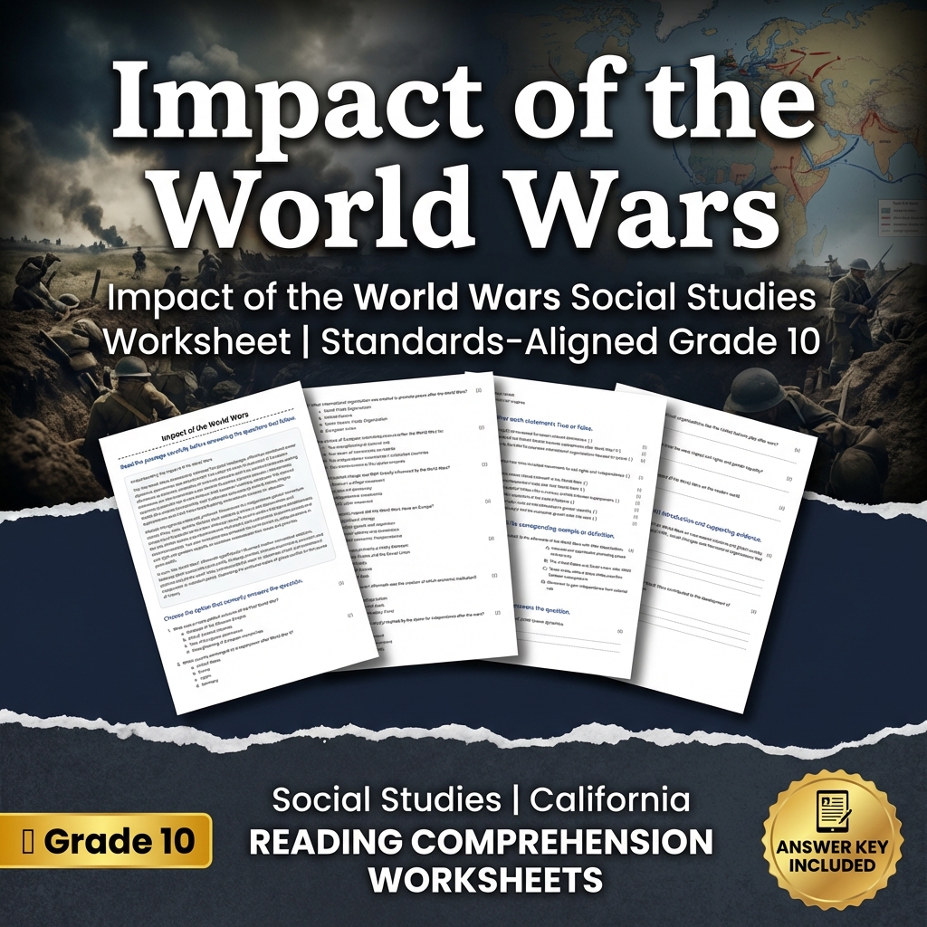 Impact of the World Wars Social Studies Worksheet | Standards-Aligned Grade 10
