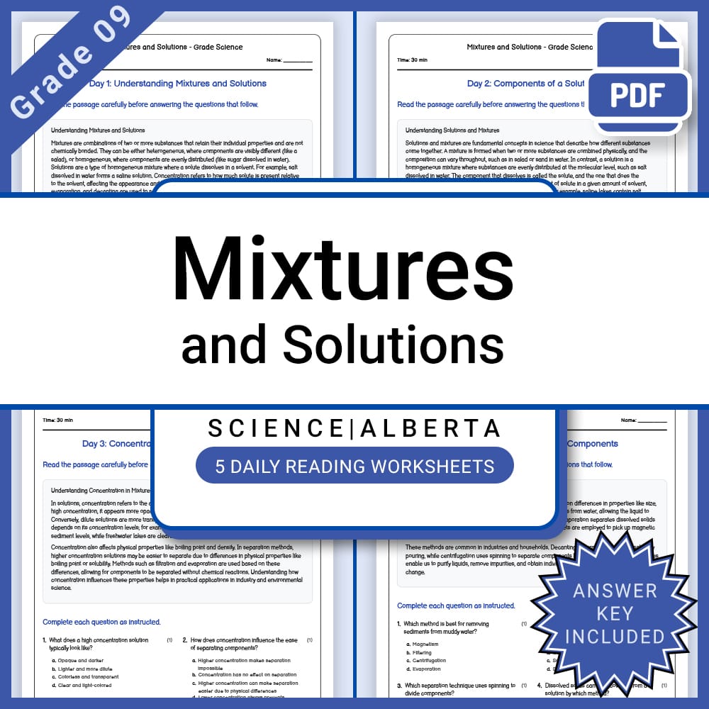 Grade 9 Science Lesson Bundle | Alberta Framework — included worksheet 8