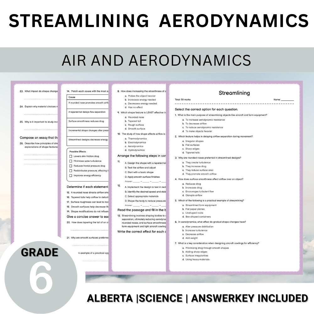 Grade 6 Science Unit Bundle | Flight, Air Pressure & Aerodynamics Worksheets — included worksheet 10