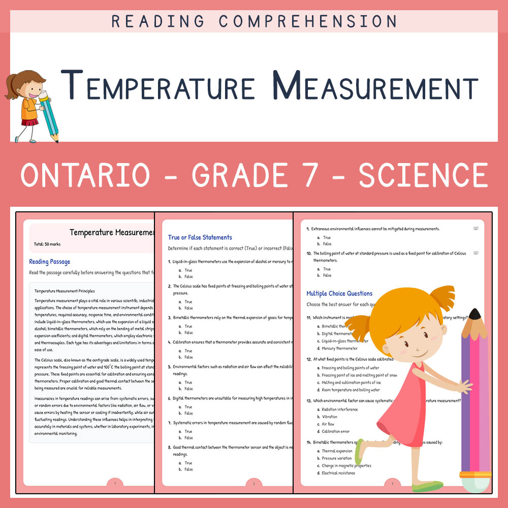Grade 7 Science worksheet elena worksheet — Grade 7 Science | Temperature Measurement Worksheet Elena | Ontario — page 1