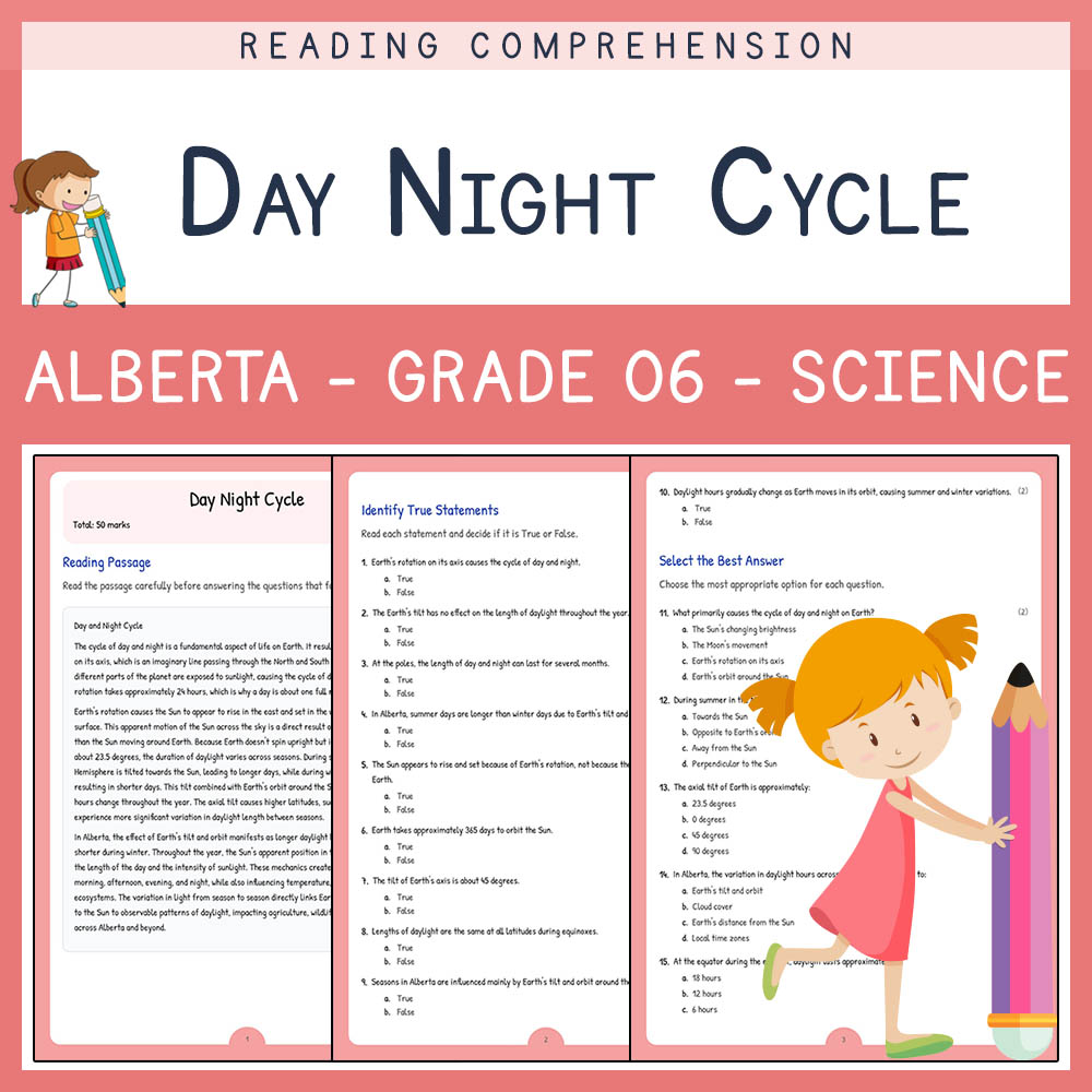 Grade 6 Science worksheet elena worksheet — Grade 6 Science Assessment | Day Night Cycle Worksheet Elena | Alberta — page 1