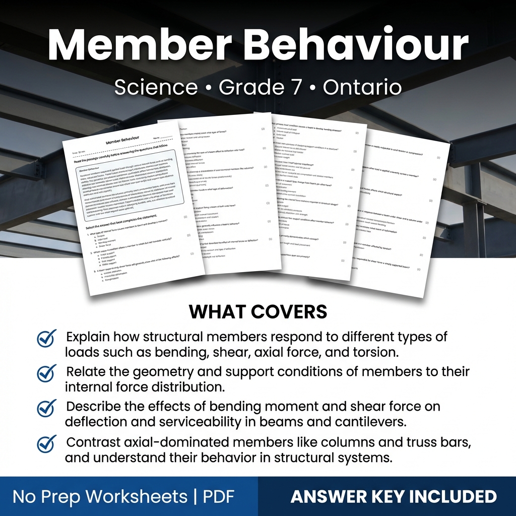 Member Behaviour Grade 7 Science Worksheet | Ontario Standards PDF
