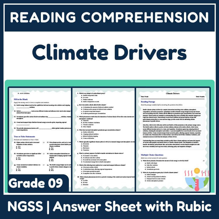 Grade 9 Science reading worksheets worksheet — 9th Grade Science | Climate Drivers Reading Worksheet (PDF + Answer Key) —…