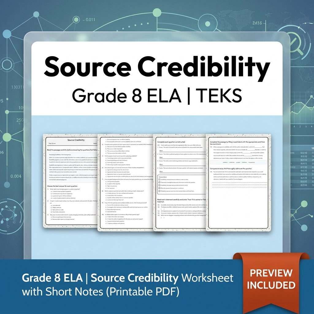 Grade 8 Evidence & Grammar ELA Full-Year Bundle TEKS — included worksheet 27
