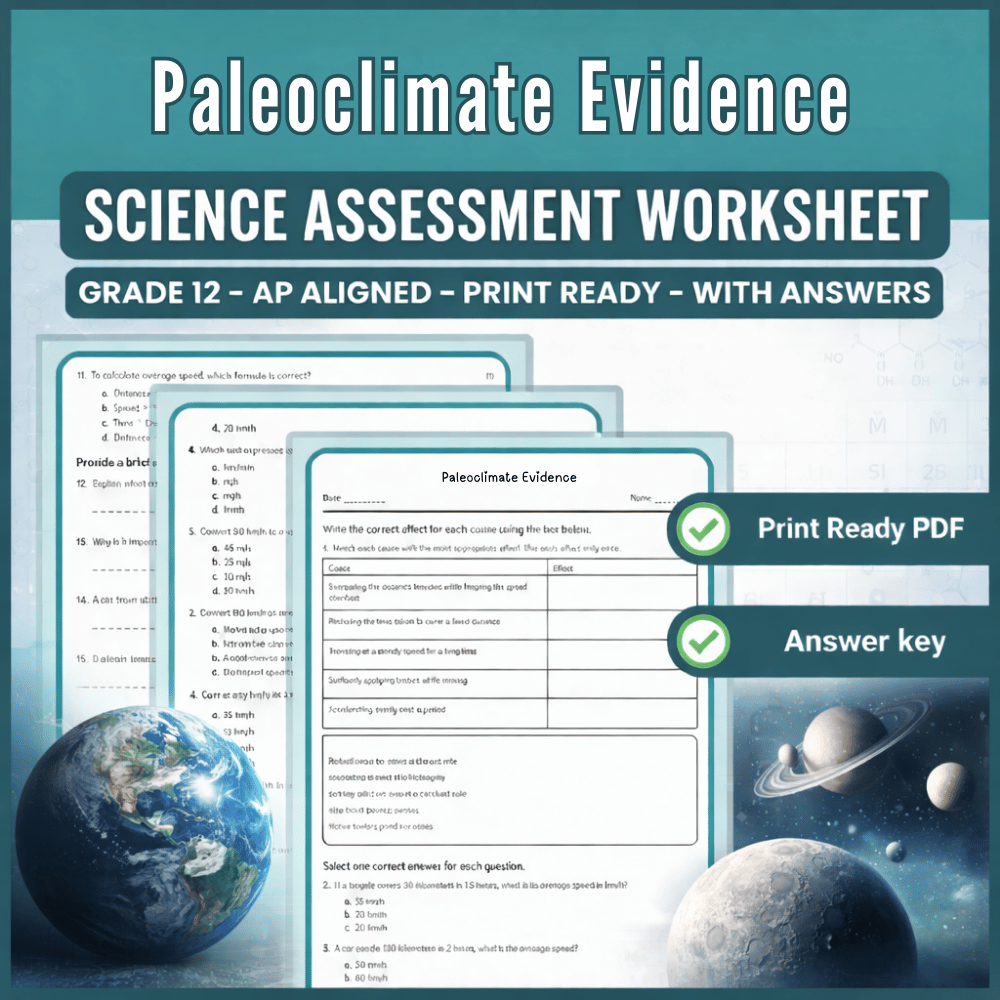 Grade 12 Science – Paleoclimate Evidence Worksheet (AP Standard) (PDF)