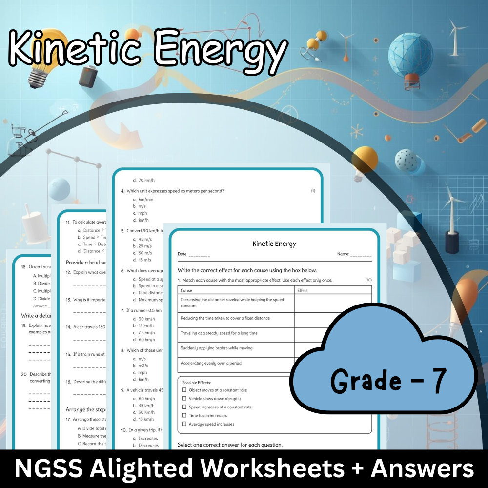 Grade 7 Science | Kinetic Energy Worksheet (Answer Key) – NGSS Standards