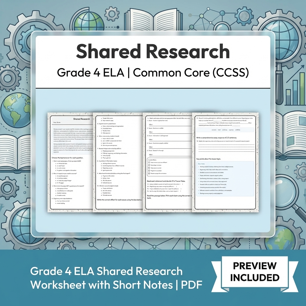 Grade 4 Text Evidence, Language & Writing ELA Full-Year Bundle: CCSS — included worksheet 23