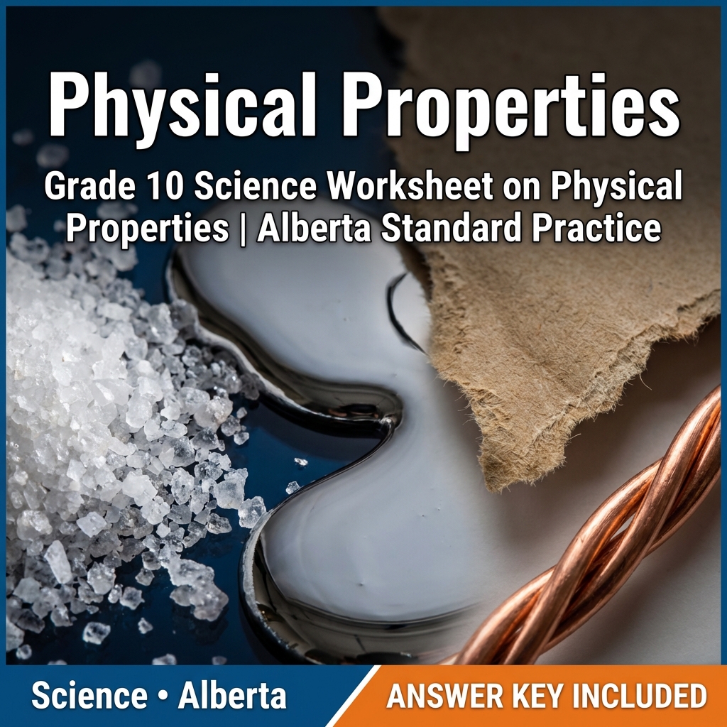 Grade 10 Science Worksheet on Physical Properties | Alberta Standard Practice