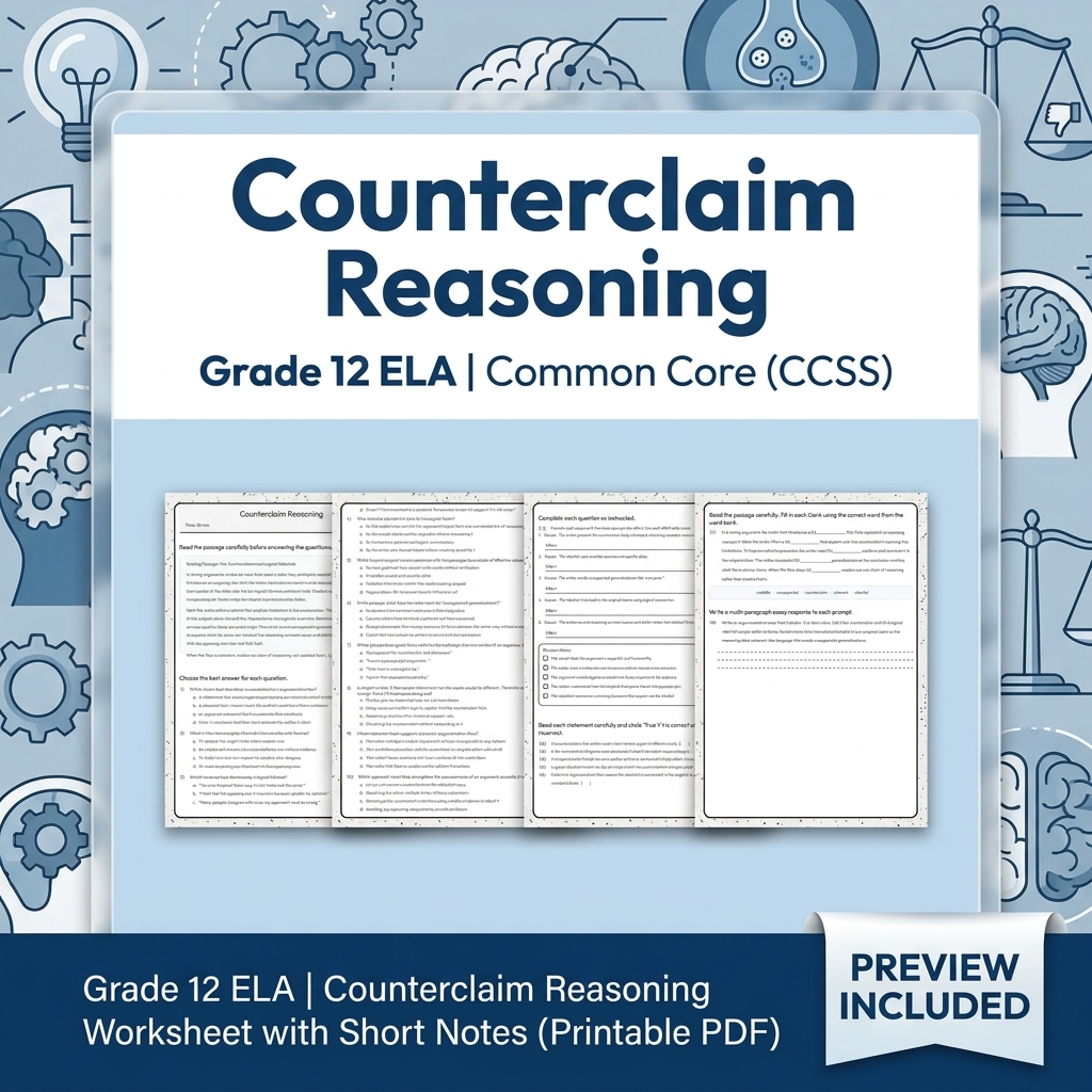 Grade 12 ELA Evidence-Based Reading & Writing Full-Year Bundle (CCSS) — included worksheet 27