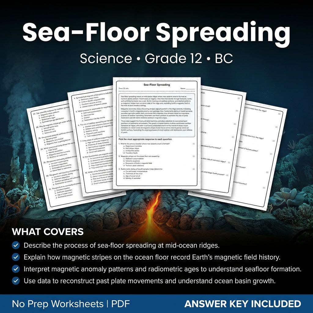 Grade 12 Science Worksheet on Sea-Floor Spreading | BC Standards