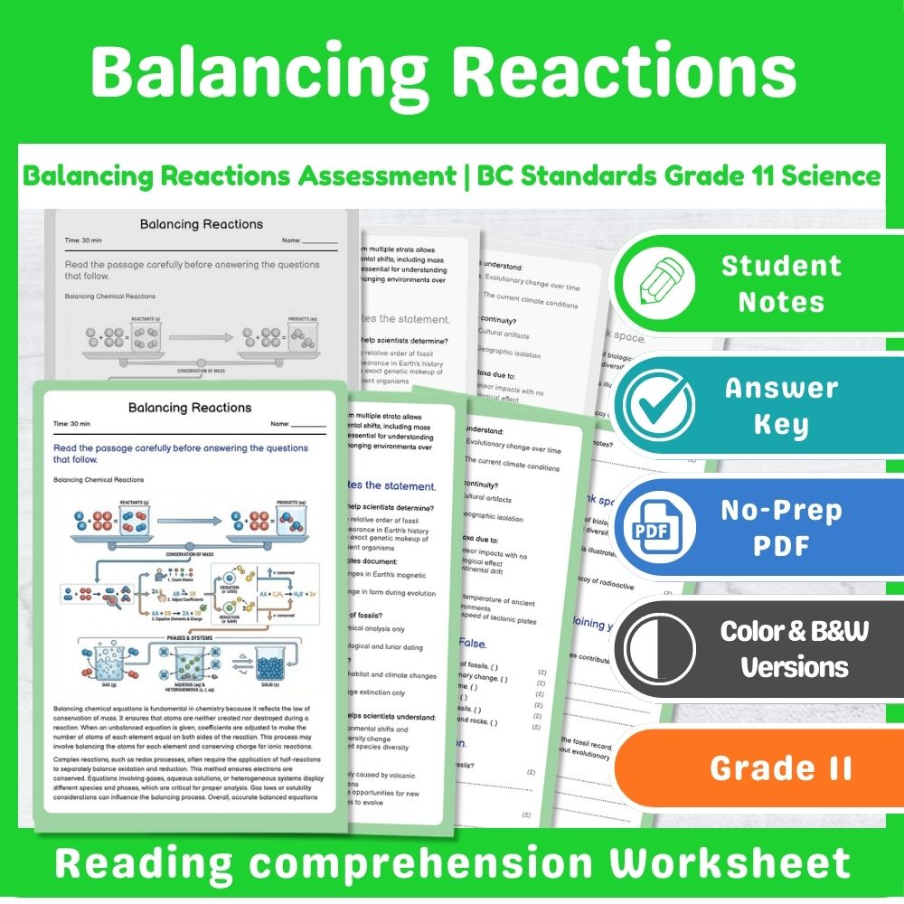 Grade 11 Science | Thermochemistry Assessment Bundle – Standards-Aligned — included worksheet 9