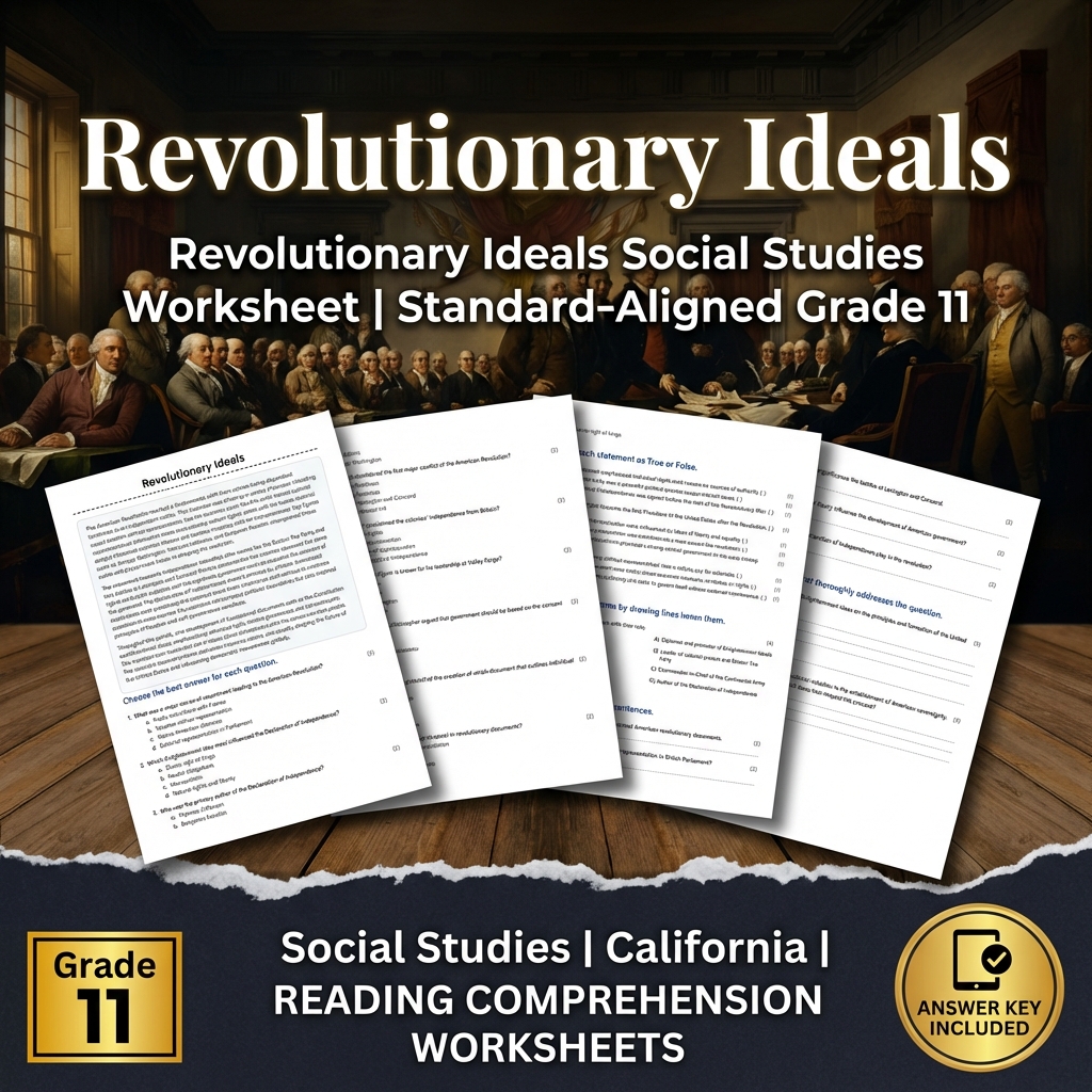 Revolutionary Ideals Social Studies Worksheet | Standard-Aligned Grade 11