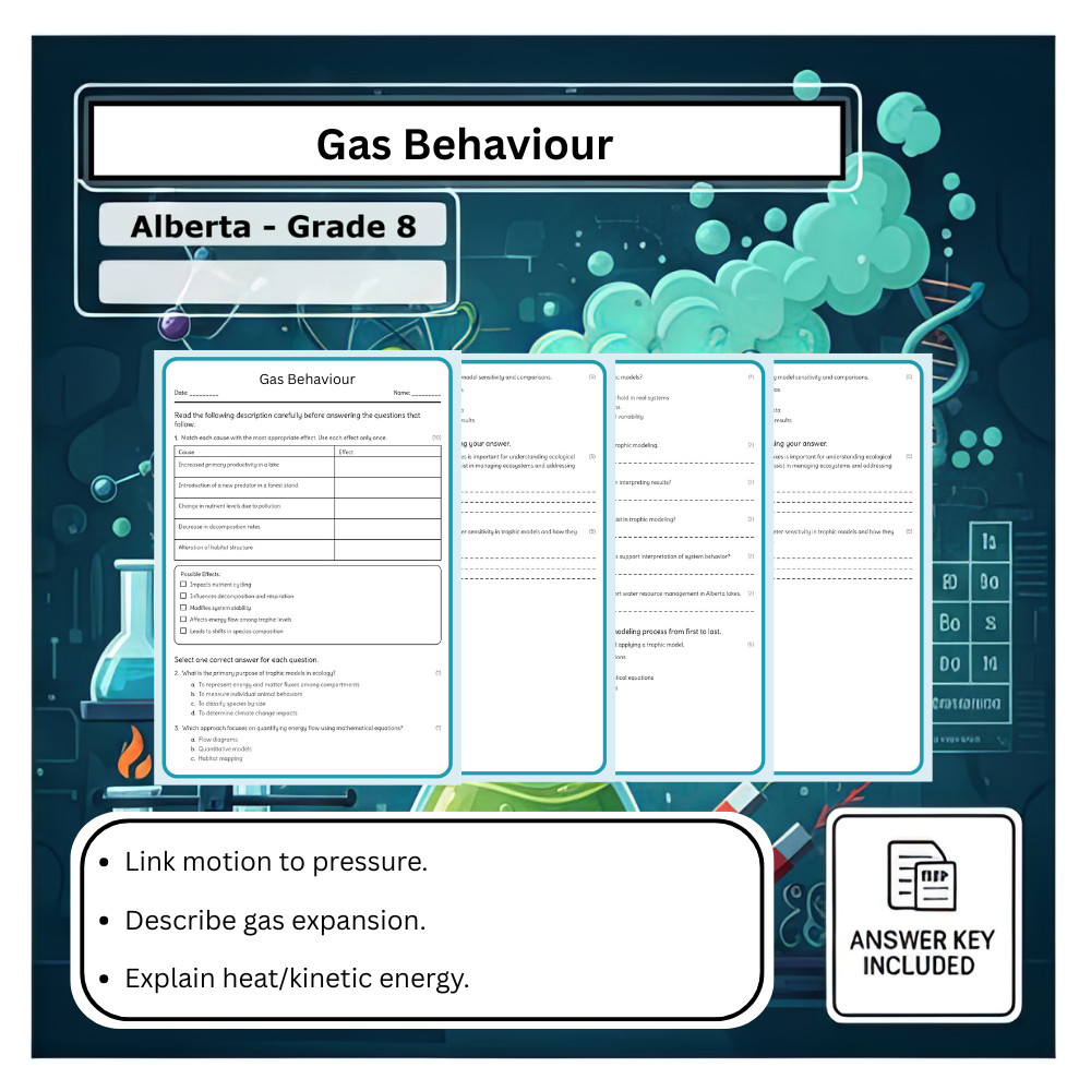 Grade 8 Science – Gas Behaviour Worksheet (Worksheet + Answer Key) | Alberta Standards