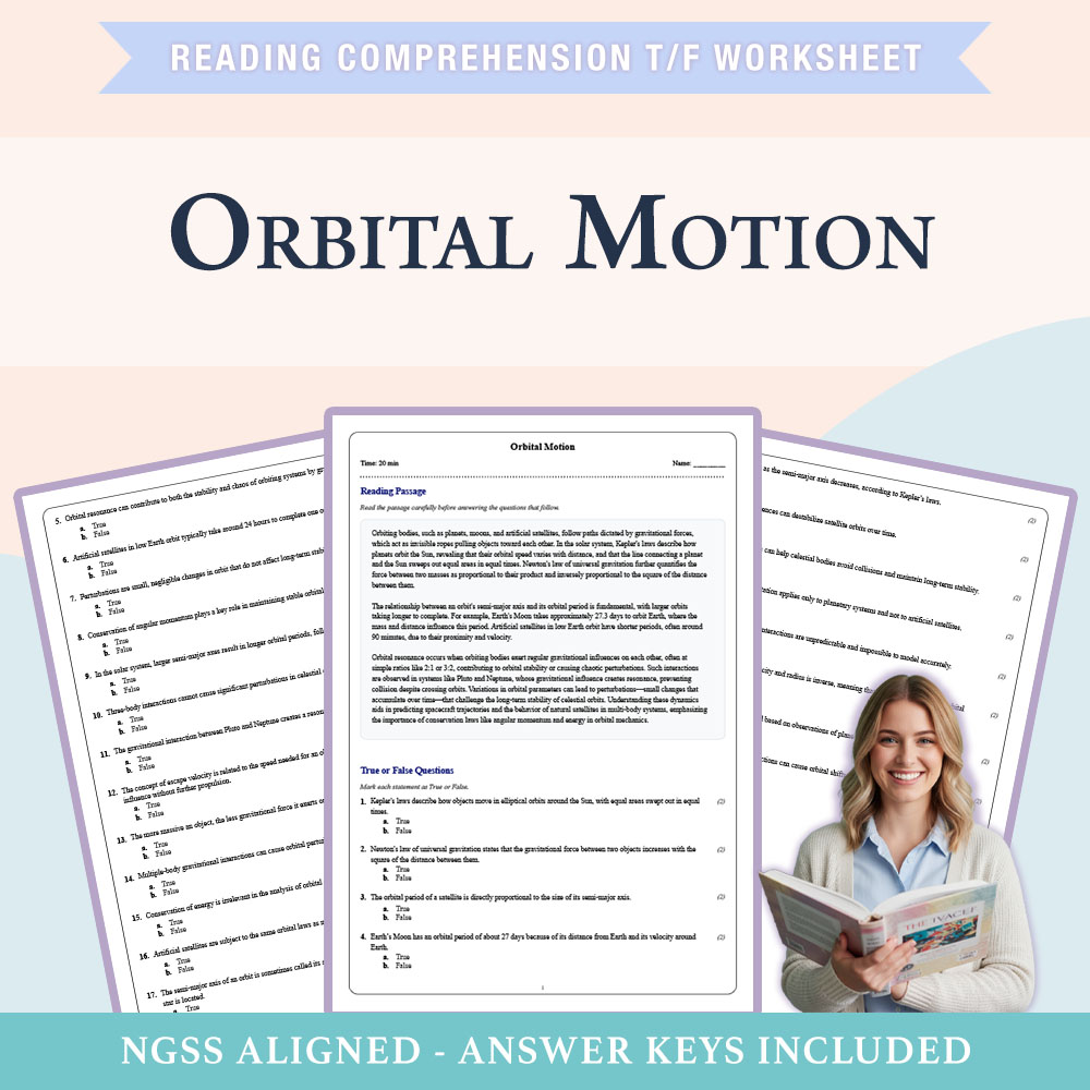 Grade 9 Science reading comprehensions true or false worksheet worksheet — Grade 9 Science | Orbital Motion Worksheet (PDF…