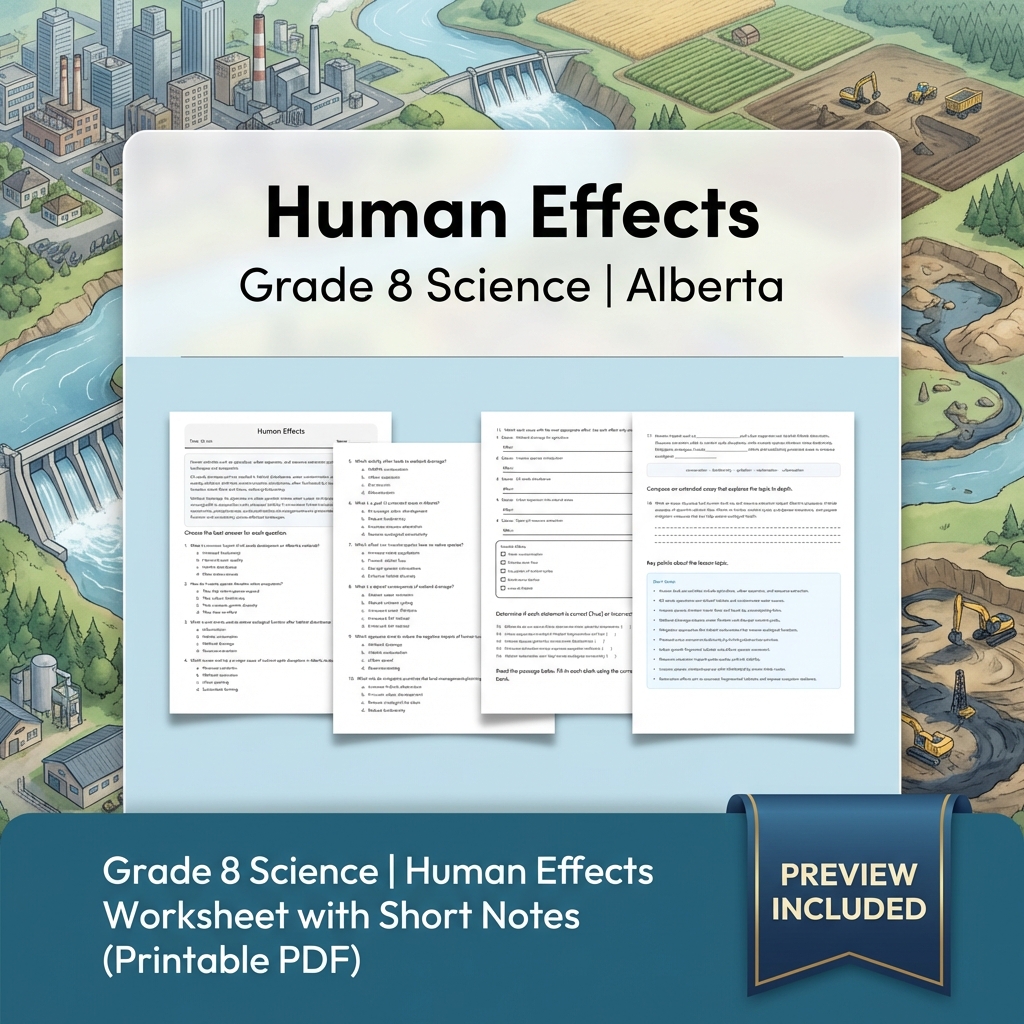 Grade 8 Science | Interactions & Ecosystems UNIT Worksheet Bundle  — included worksheet 8