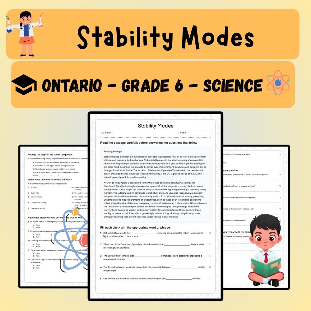 Grade 6 Science worksheet worksheet — Grade 6 Science | Stability Modes Worksheet (Worksheet + Answer Key) – Ontario Stand…