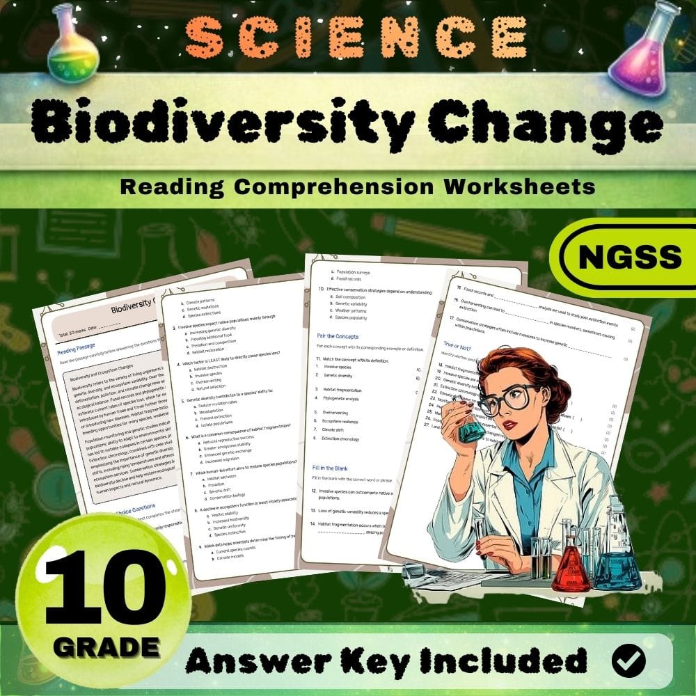Grade 10 Science NGSS Bundle | Worksheets for Earth, Life & Physical Sciences — included worksheet 38