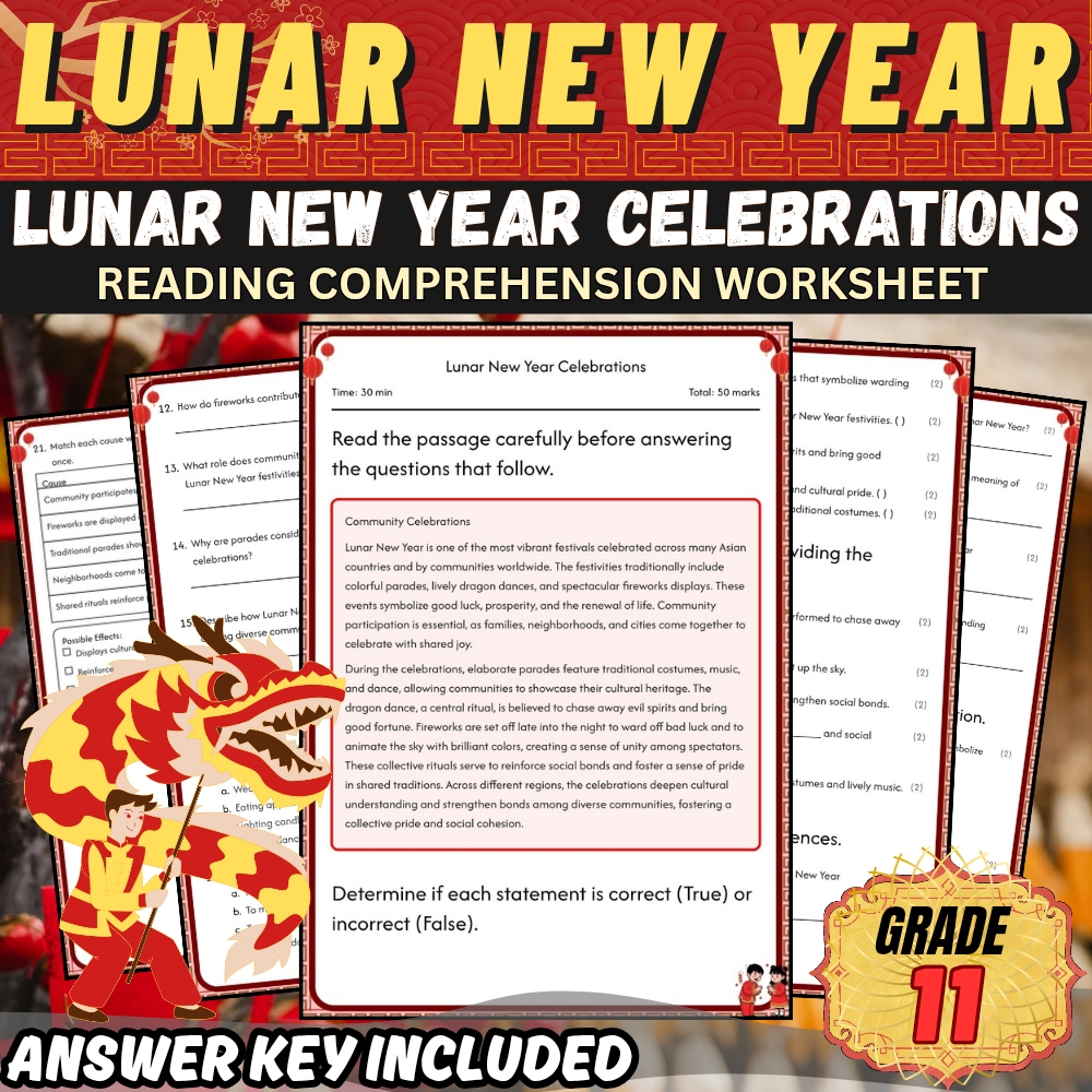Grade 11 Holiday | Lunar New Year for Mastering Celebrations | PDF + Answer Key