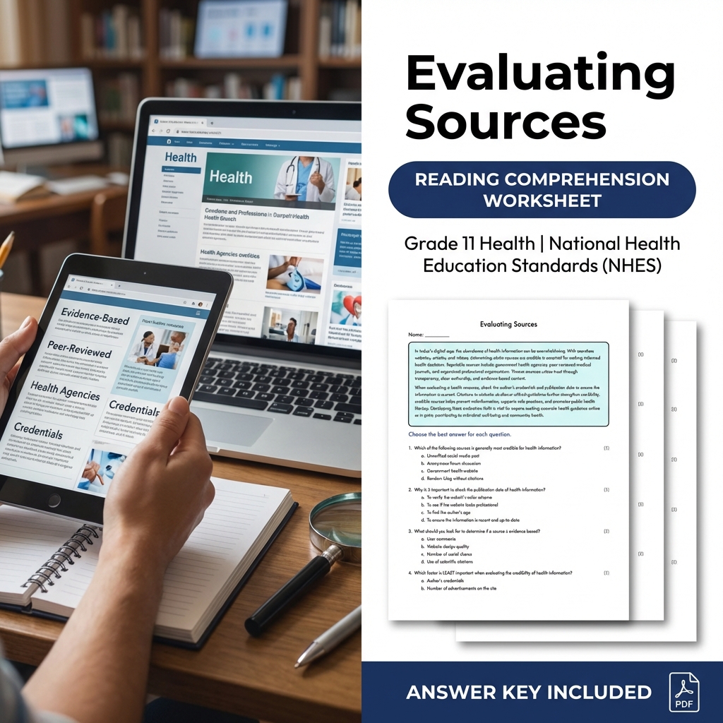 Grade 11 Health  Access to Valid Health Information & Services Worksheet Pack  — included worksheet 4