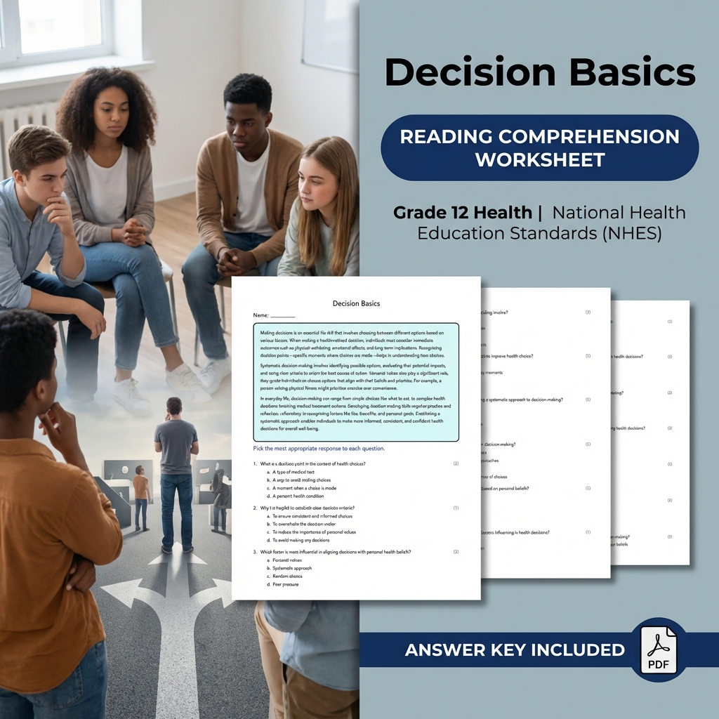 Decision Basics Worksheet | NHES Grade 12 Health Assessment