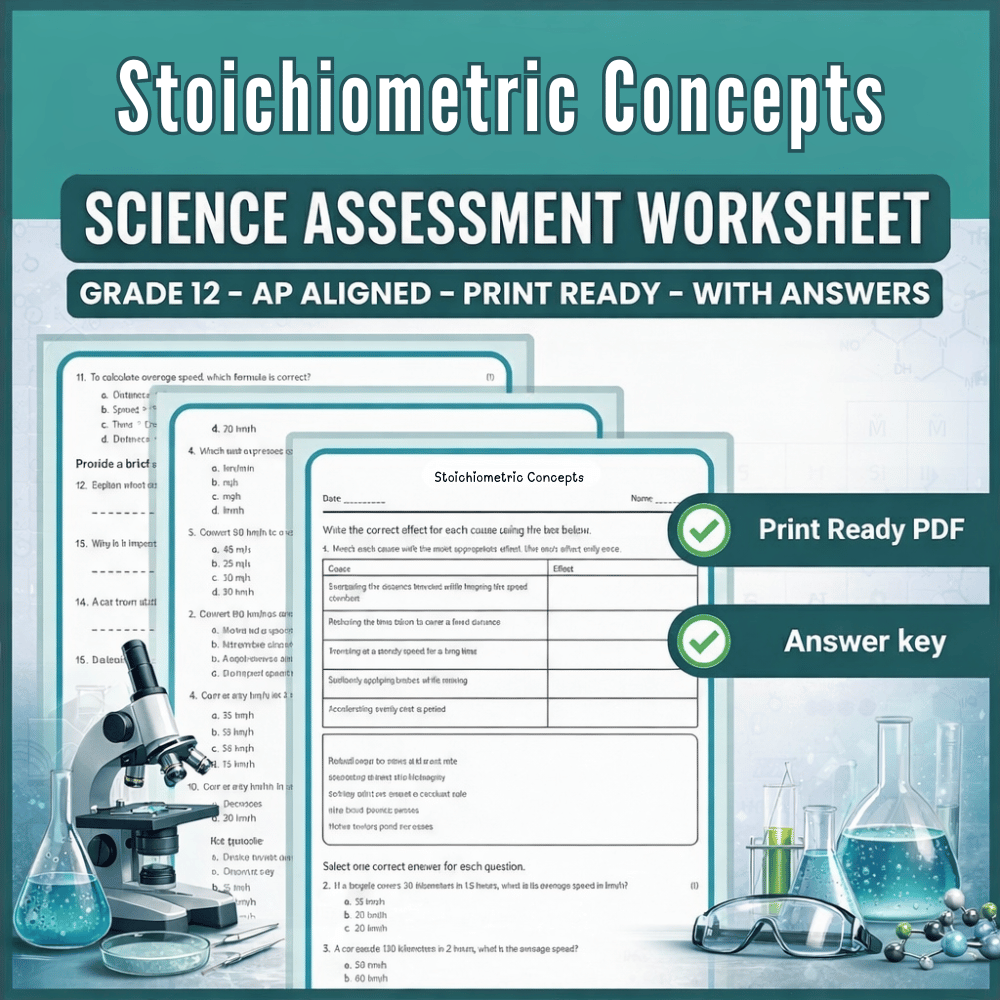 Grade 12 Science | Stoichiometric Concepts Worksheet (AP Standards) (PDF)