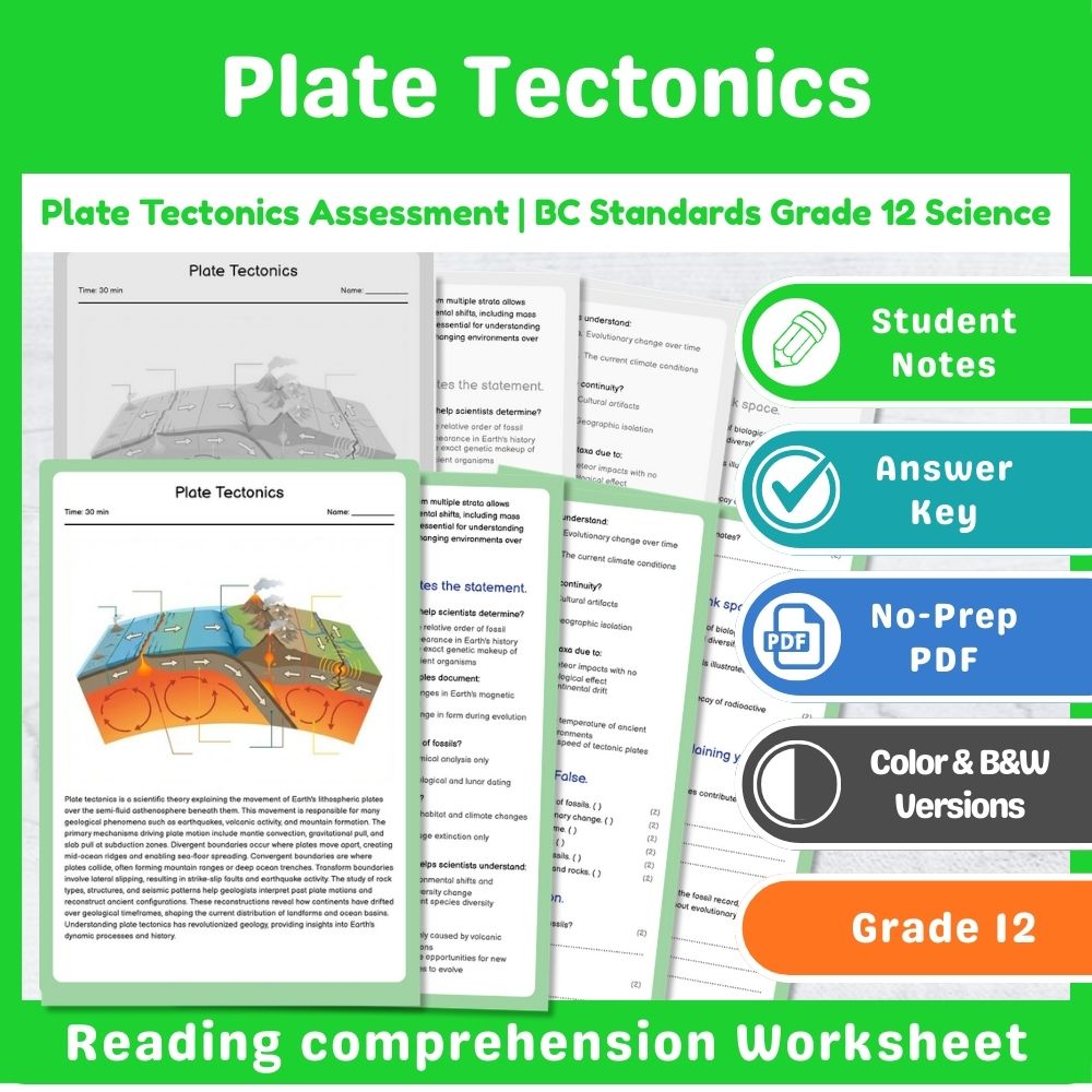 Grade 12 Science Mini Bundle – Plate Tectonics & Geoscience Assessment — included worksheet 10