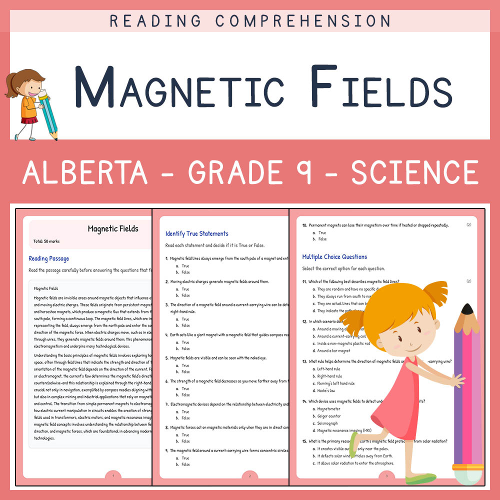 Grade 9 Science worksheet elena worksheet — Grade 9 Science | Magnetic Fields Worksheet | Alberta Standards — page 1