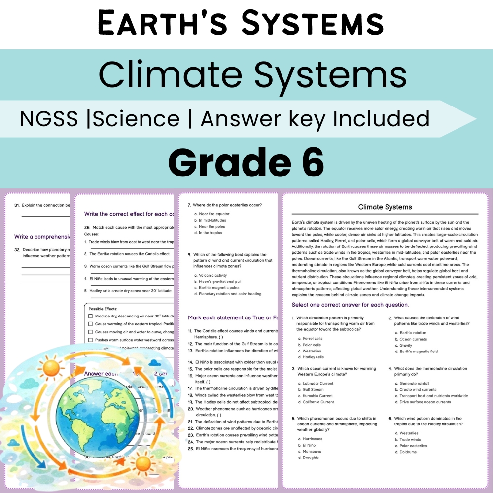 Grade 6 Science | Earth's Systems Unit Worksheet Bundle (NGSS Aligned) — included worksheet 6